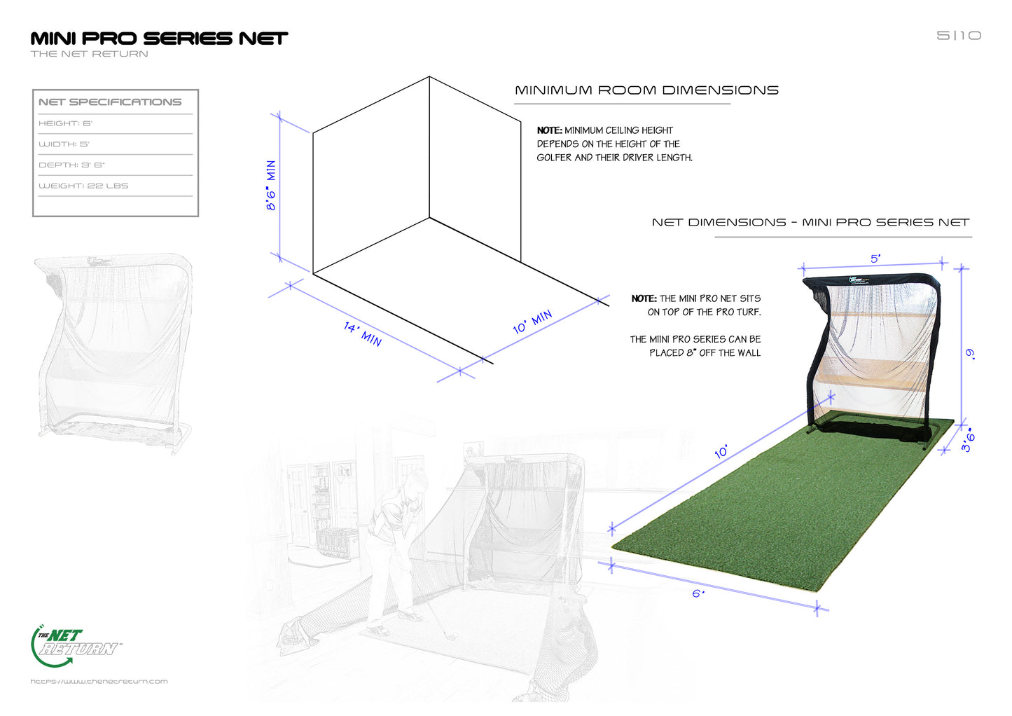 Mini Pro Series - 5'w x 6' h